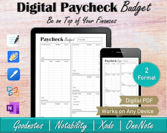 Digital Budget By Paycheck Ipad Budget Planner, OneNote Personal Finance Paycheck Budget Planner, Goodnotes Biweekly Budget Binder Template