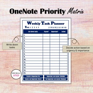 Priority Matrix Digital Planner Onenote, Eisenhower Matrix Project ...