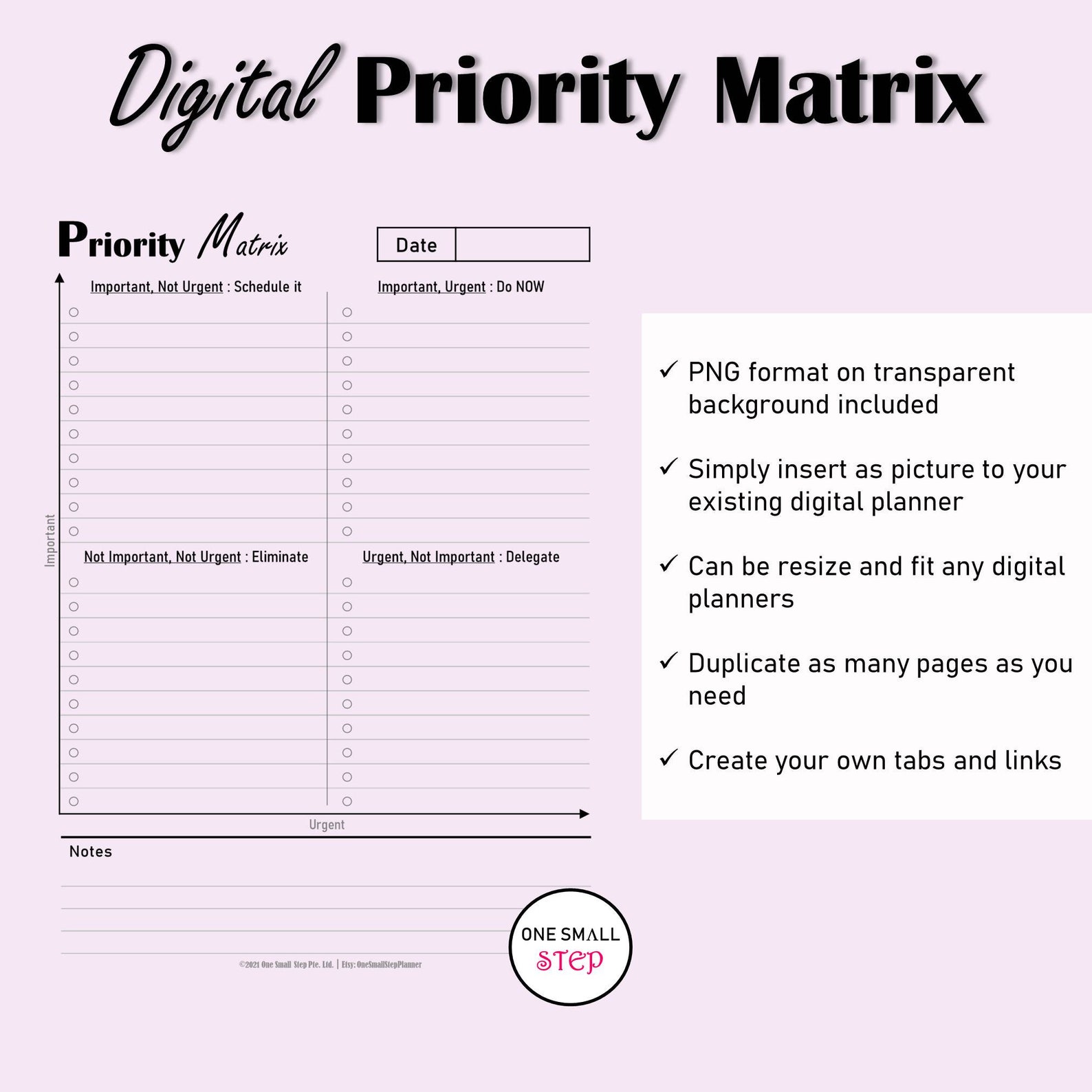 Digital Priority Matrix Ipad Planner Goodnotes Eisenhower - Etsy