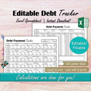Debt Tracker Debt Spreadsheet, Debt Payoff Tracker, Debt Snowball Excel, Debt Payment Tracker, Monthly Bill Tracker Budget Spreadsheet