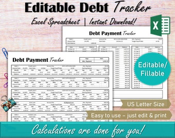 Schuldentracker Schuldenspreadsheet, Schulduitbetalingstracker, Schuldensneeuwbal Excel, Schuldbetalingtracker, Maandelijkse factuurtracker Budgetspreadsheet