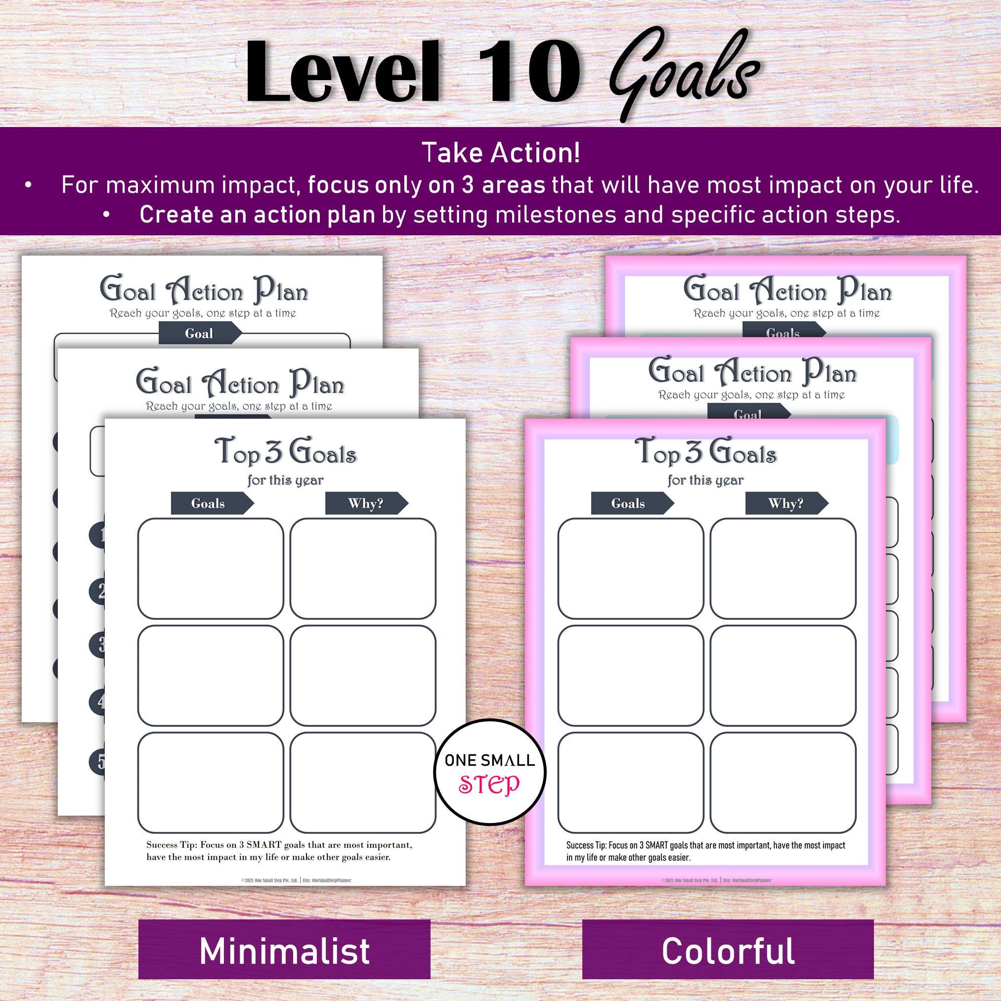 Level 10 Wheel of Life Bujo Template, Personal Development Planner Goal ...