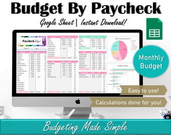 Paycheck Budget Spreadsheet, Google Spreadsheet Budget Sjabloon, Tweewekelijkse Budget Paycheck Tracker, Maandelijks Budget per Salaris, Persoonlijk Budget
