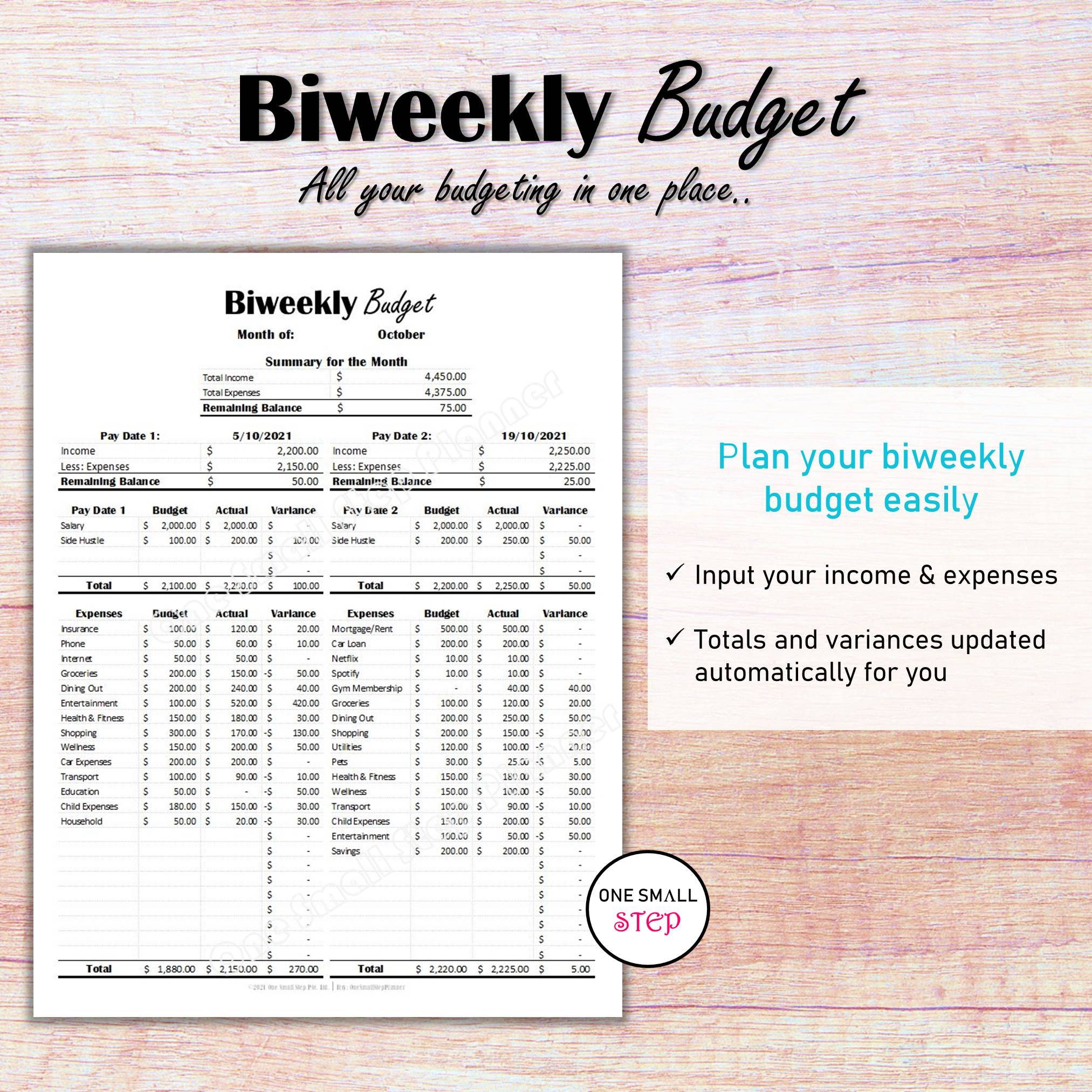 Editable Paycheck Budget Planner Printable, Biweekly Budget Template ...