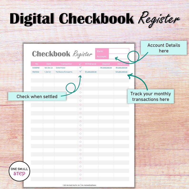 Digital Checkbook Register Goodnotes Checking Account Ledger Etsy Canada