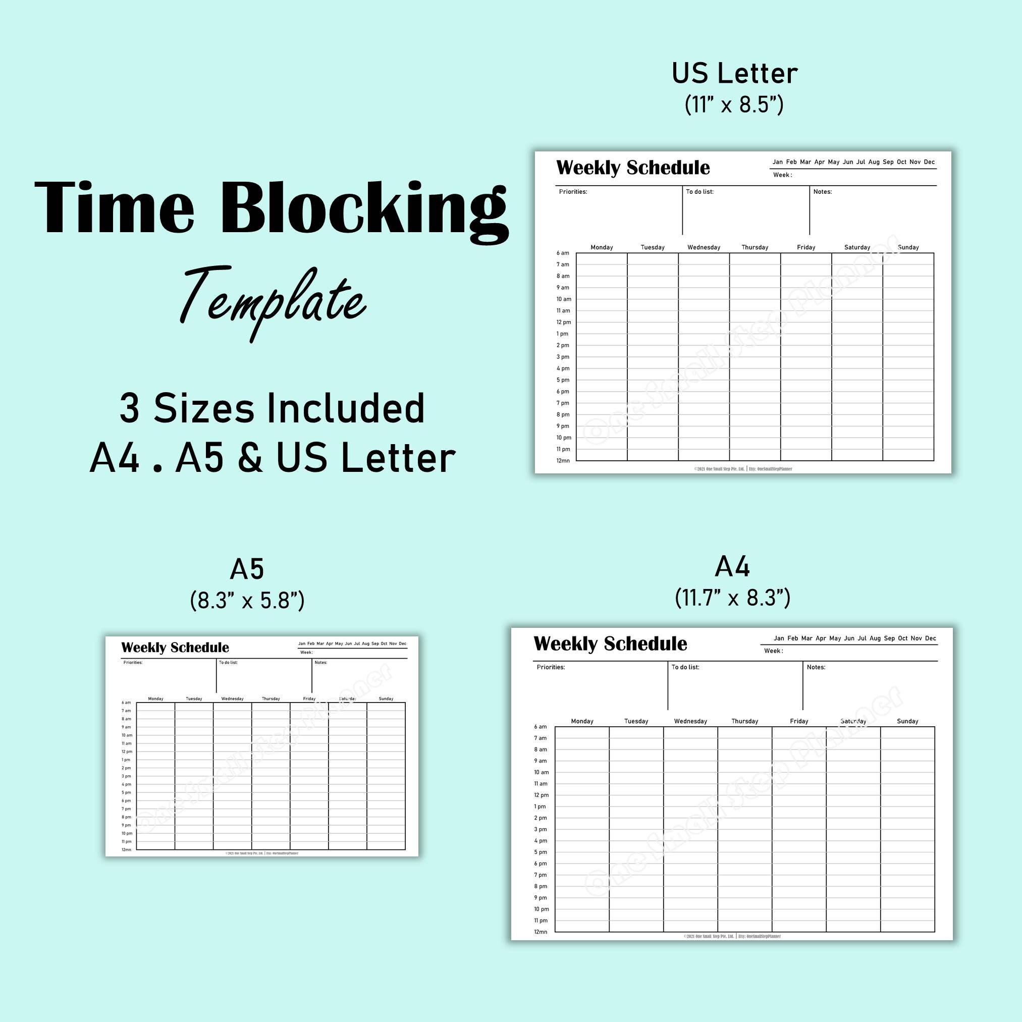 Time Blocking Hourly Planner Book, Time Management Desk Weekly Planner ...