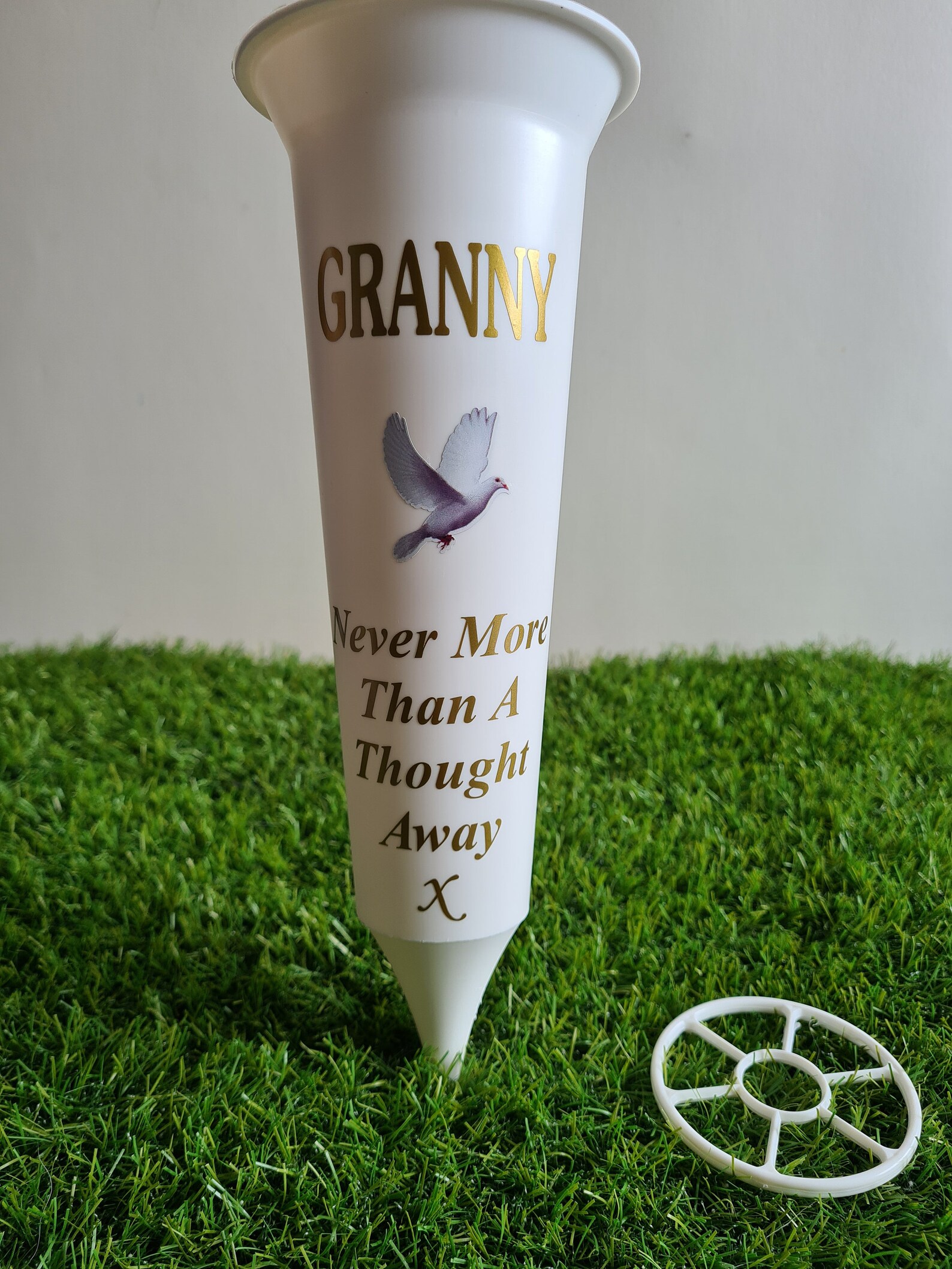 Granny White Memorial Flower Vase Gold Writing Etsy