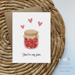 You’re my jam greeting card | anniversary card funny | you’re my jam card | punny love card | strawberry stationery | funny love card
