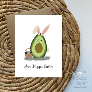 Avocado Easter Card, Avocado lovers card, Avocado cute card, Cards for foodies, Easter Card Cute, Happy Easter Card