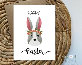 Happy Easter Card, Colorful Easter Card, Easter bunny card, Happy easter card, Cute bunny card, happy easter greeting card