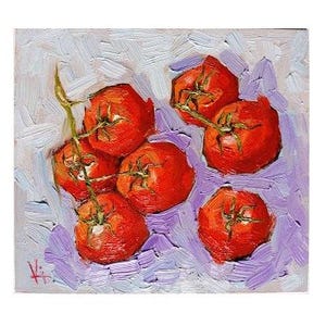 Tomatoes Painting Vegetables Original Art Tomatoes Oil Painting kitchen art  by Vira 7x8 inches Tomatoes