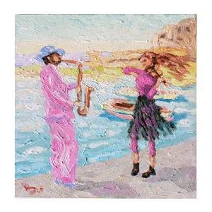 Music Sea Painting Abstract Painting Oil Music Wall Art 8/8 inches  by Vira