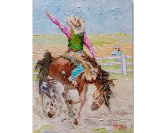 Cowboy Painting, Western Cowboy Art, Original Oil Painting 6*8 inches