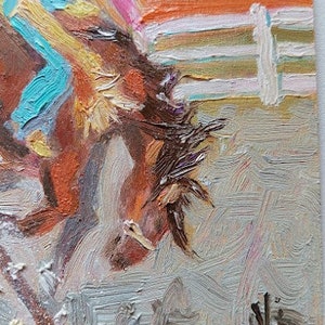 Pintura vaquera, arte vaquero occidental, pintura al óleo original 68 pulgadas imagen 5