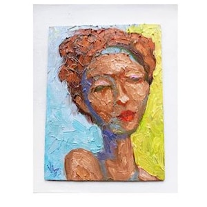 Woman Painting Abstract Portrait Woman Painting Oil Woman Abstract Art 6/8 inches  by Vira