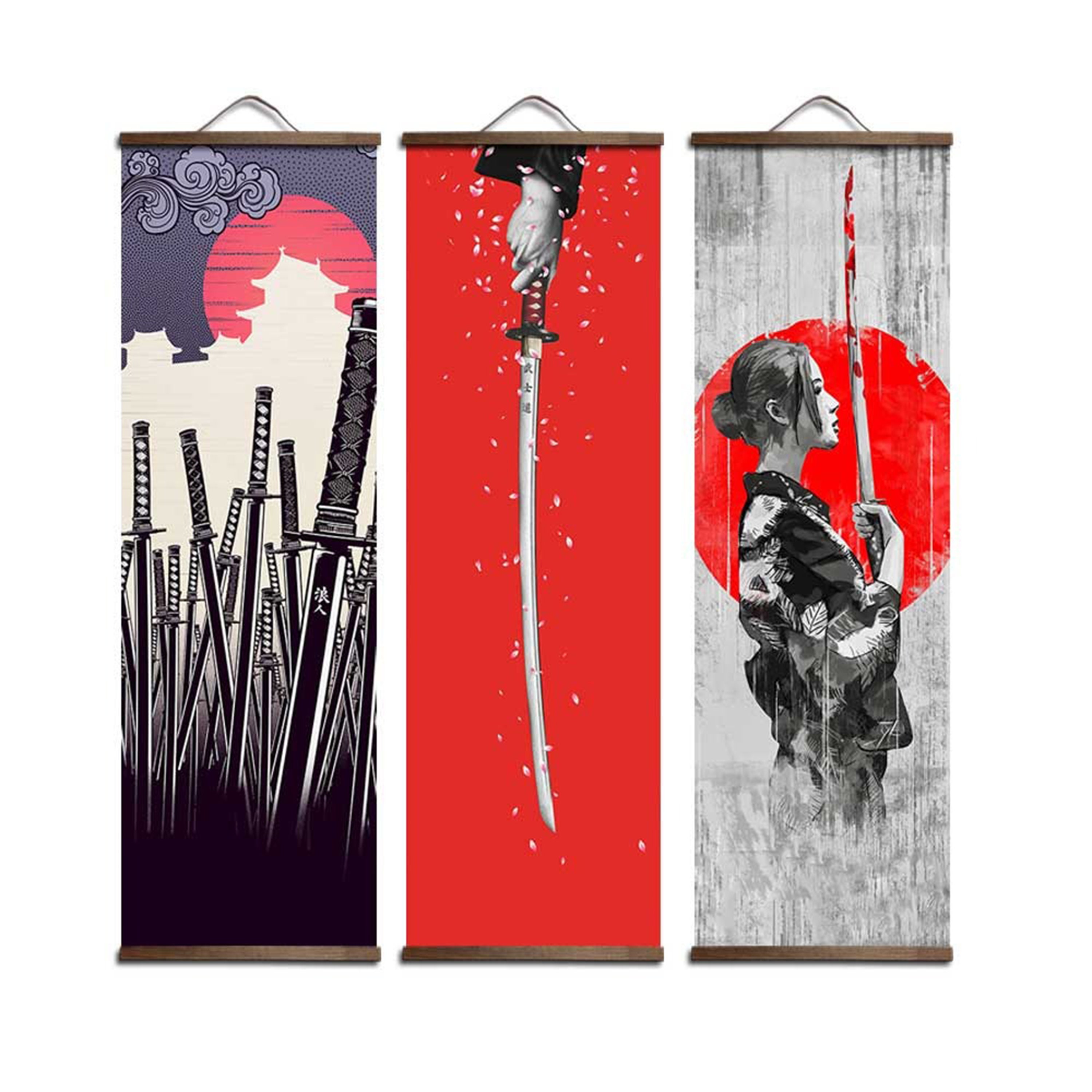 Chinese Wall Scroll Japanese Scroll Japanese Wall Art Chinese Art Scroll  Asian Wall Scroll Decor Home-Songhe Chaoyang