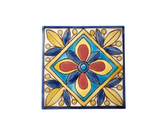 Decorative Ceramic Tiles Hand Painted Indoor & Outdoor Floor Tiles Spanish Artisan Tile Top Kitchen  Mediterranean Decorative Tiles 10x10 cm