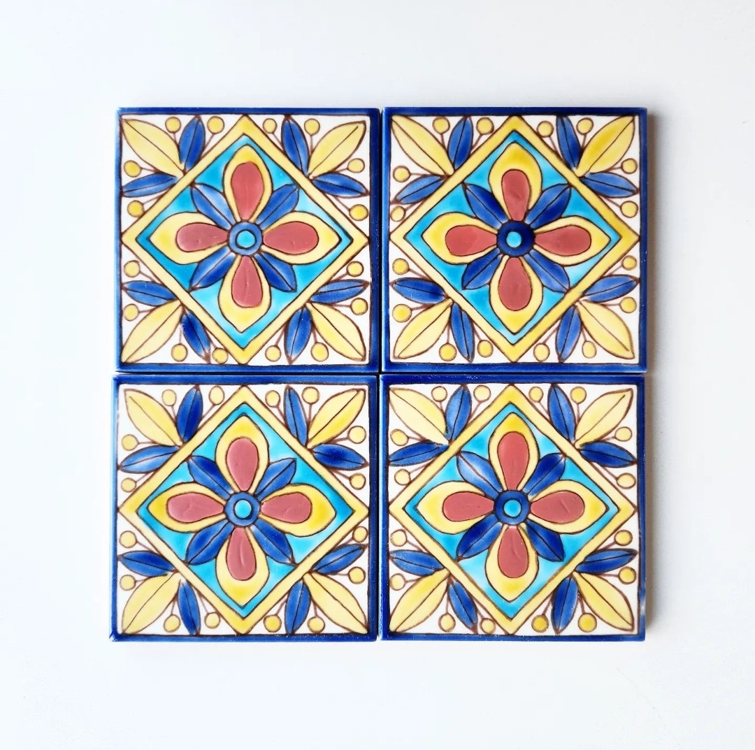 Decorative Ceramic Tiles Hand Painted Indoor & Outdoor Floor Etsy Canada