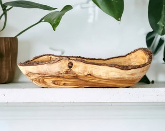 Handcrafted Olive Wood Boat Bowl - Unique & Rustic Serving Dish