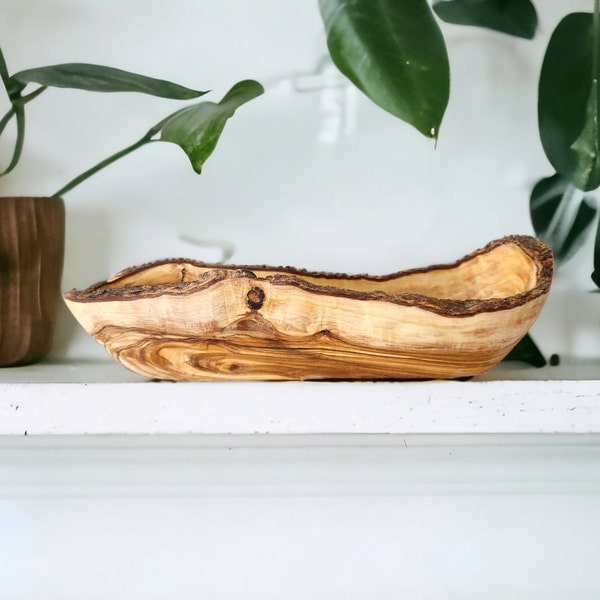 Handcrafted Olive Wood Boat Bowl - Unique & Rustic Serving Dish