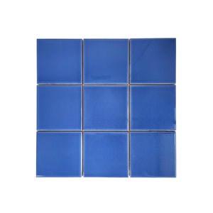 Set of 9 Ceramic Tiles 4x4 Solid Color Wall and Floor Decor Backsplash Kitchen Bathroom Mediterranean Blue