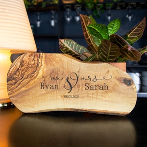 Personalized Olive Wood Cutting Board, Engraved Cutting Board, Wedding Gift, Anniversary Gift, Engagement Gift, Couples Gift