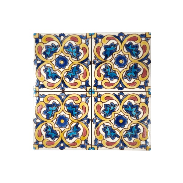 Decorative Ceramic Tiles Hand Painted Indoor & Outdoor Floor Tiles Spanish Artisan Tile Top Kitchen  Mediterranean Decorative Tiles 10x10 cm