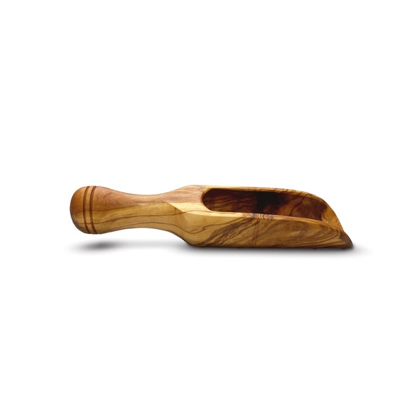 Olive Wood Scoop Bath Salt Spoon 7.5 Inches Long for Spices, Coffee Beans