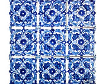 Decorative Ceramic Tiles Hand Painted Indoor & Outdoor Floor Tiles Spanish Artisan Tile Top Kitchen  Mediterranean Decorative Tiles 10x10 cm