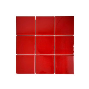 Set of 9 Ceramic Tiles 4x4 Solid Color Wall and Floor Decor Backsplash Kitchen Bathroom Imperial Red