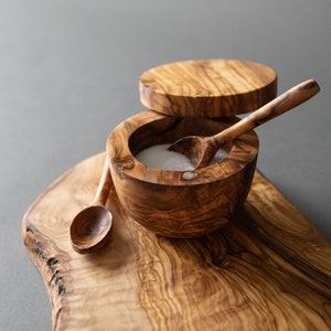 Olive Wood Salt Keeper - Cellar