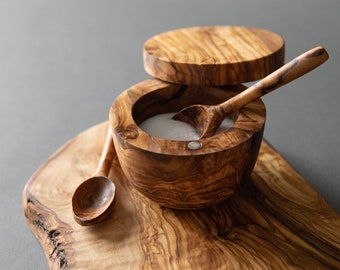 Olive Wood Salt Keeper - Cellar