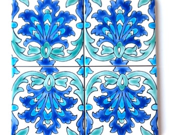 Decorative Ceramic Tiles Hand Painted Indoor & Outdoor Floor Tiles Spanish Artisan Tile Top Kitchen  Mediterranean Decorative Tiles 10x10 cm