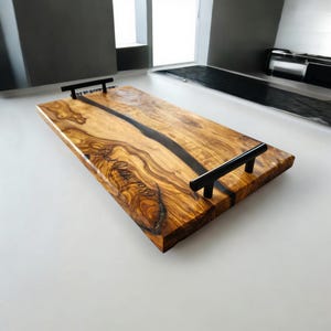 Personalized Resin Charcuterie Board - Olive wood Serving Board