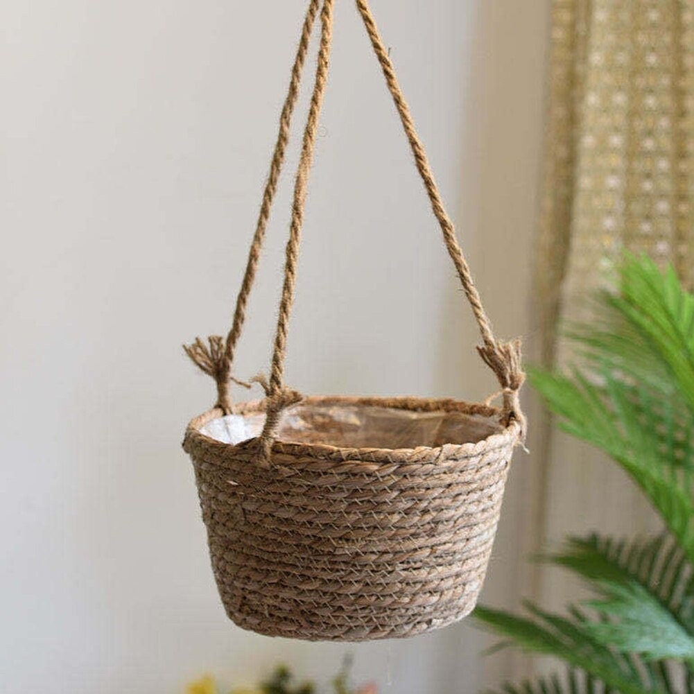 Hanging Plant Basket Jute Rope Hanging Planter Woven Etsy