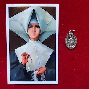 Paquete de Medallas Reliquia de la Medalla Milagrosa - Estampa Sagrada y Medalla Reliquia de Tercera Clase (Asociada a las reliquias de la Santísima Virgen María y Santa Catalina)