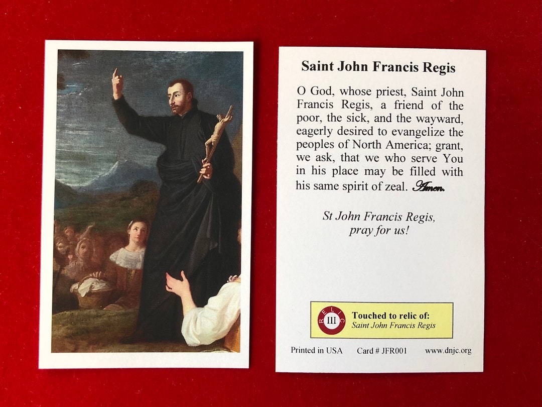 Runcis Rūdis Saint John Francis Regis Third Class Relic Holy Cards (touched to a ...