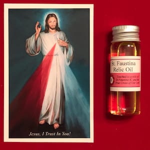 Divine Mercy Devotional Relic Holy Oil Pack (Touched to a relic of Saint Faustina and True Cross of Our Lord)