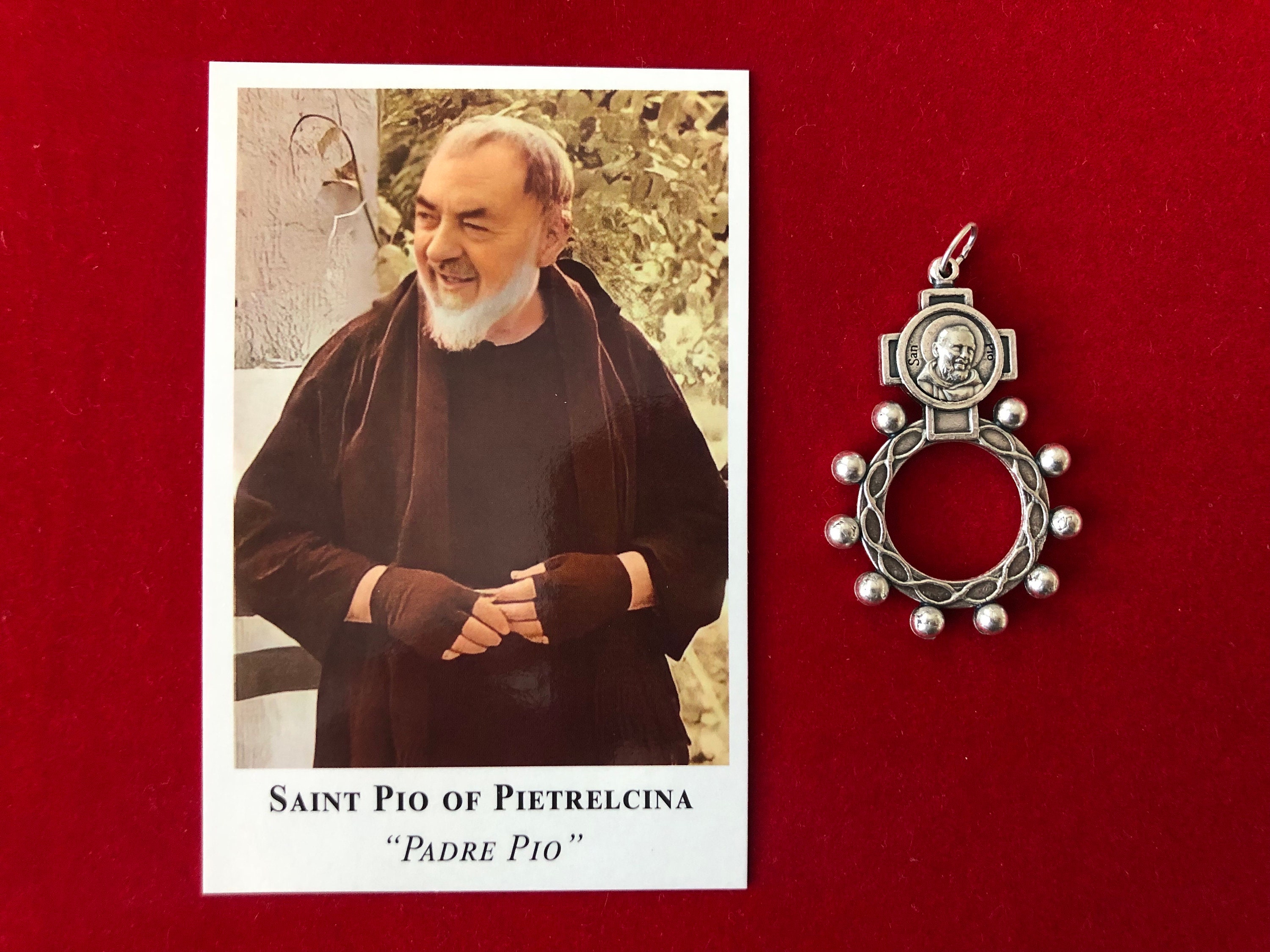 Rare Padre Pio Relic Finger Rosary - St Pio of Pietrelcina - ex indumentis relic