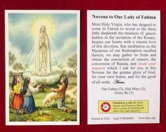 Our Lady of Fatima Third Class Relic Holy Card  (Touched to relics of Sts Jacinta and Francisco Marto and holm-oak where Our Lady Appeared)