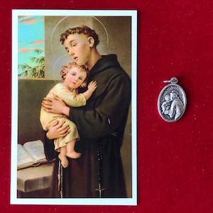 Saint Anthony of Padua Relic Medal Pack - Third Class Relic Holy Card & Medal  (Touched to relic of St Anthony)