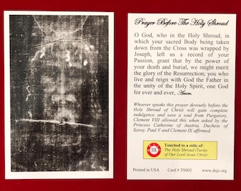 Holy Face Third Class Relic Holy Card  (Touched to a relic of the Holy Shroud of Our Lord Jesus Christ)