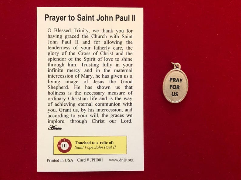 Saint John Paul II Relic Medal Pack - Third Class Relic Holy Card ...