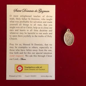 Saint Dominic De Guzman Relic Medal Pack - Third Class Relic Holy Card ...