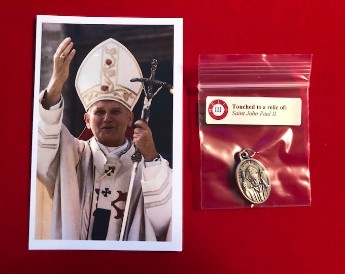 Saint John Paul II Relic Medal Pack Third Class Relic Holy Card & Medal ...