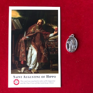 Saint Augustine Relic Medal Pack - Third Class Relic Holy Card & Medal  (Touched to relic of St Augustine of Hippo)
