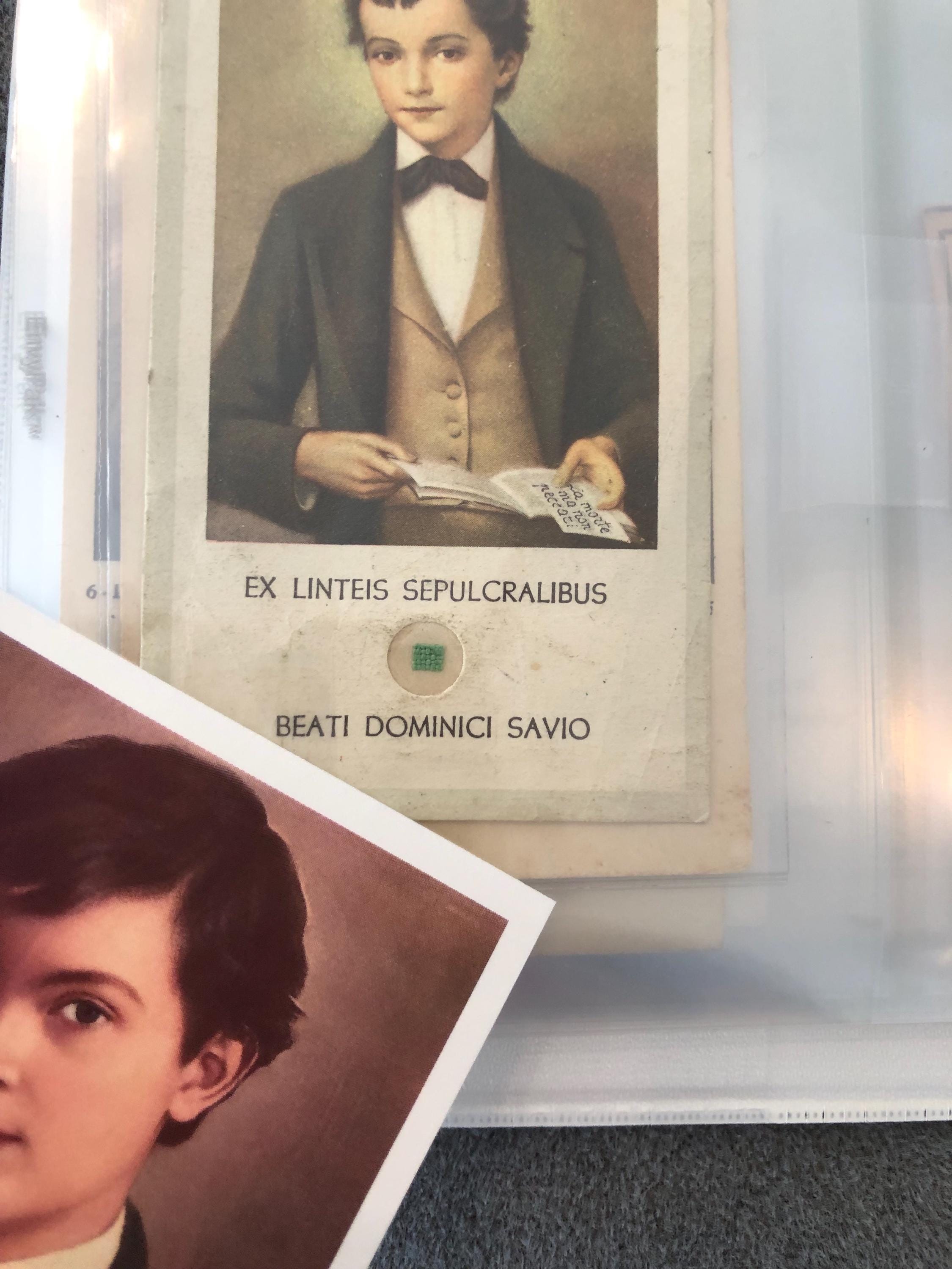Saint Dominic Savio Third Class Relic Holy Cards (touched to a Relic of ...