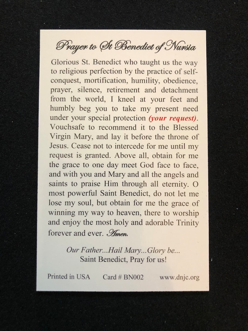 Saint Benedict of Nursia Third Class Relic Holy Card (touched to a ...