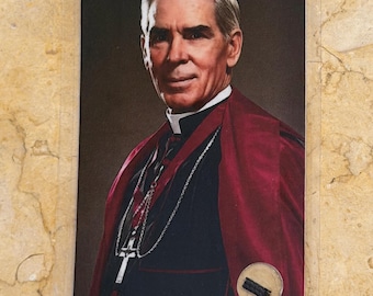 RELIC Blessed Fulton Sheen Relic Holy Card - Cloth touched to relic - Laminated