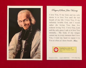 BULK PACK 50 CARDS - Saint John Vianney Third Class Relic Holy Card  (Touched to a relic of Saint John Vianney)